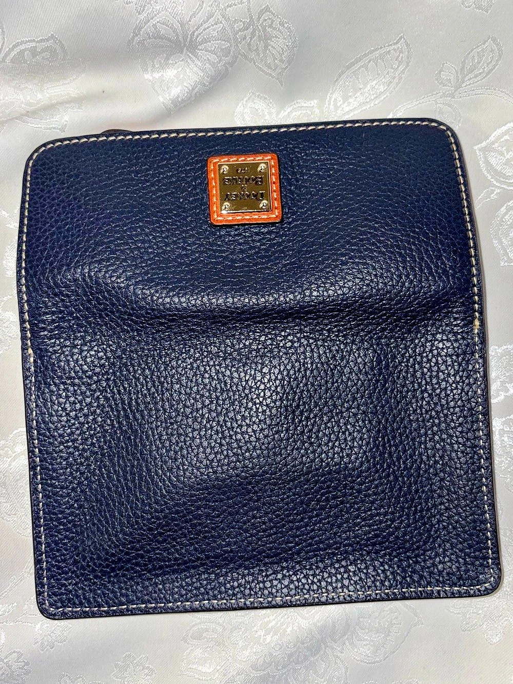 Dooney & Bourke Navy Blue Pebbled Leather Wristlet Red Interior